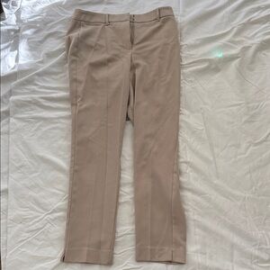 White House Black Market Light Tan Pants, ankle length, classy woven pattern